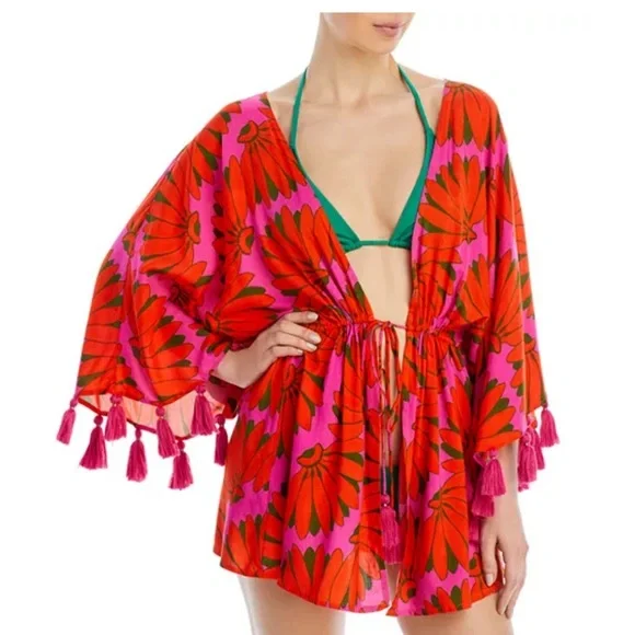 Farm Rio Copacabana pink kimono coverup XS NWT - Picture 4 of 10